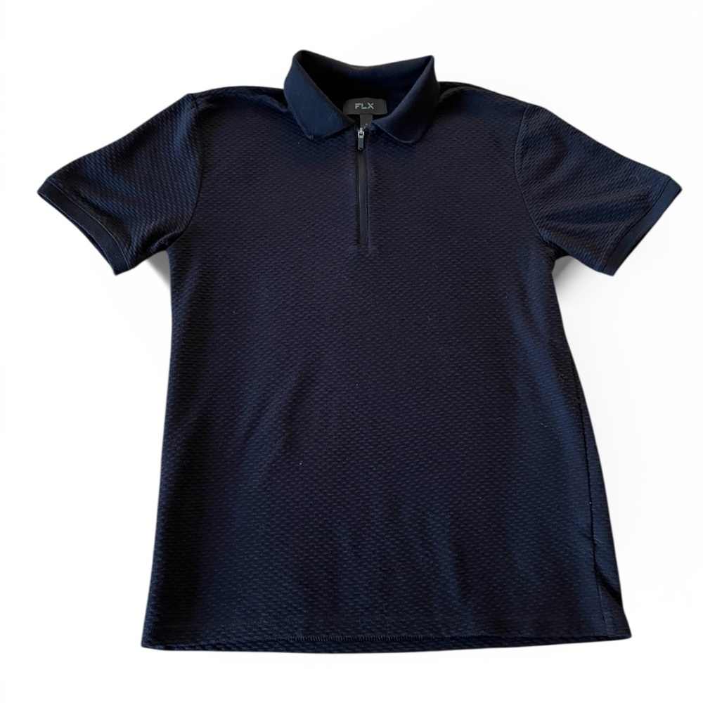 FLX Quarter Zip Polo Shirt Men’s Small Black Short Sleeve Athletic